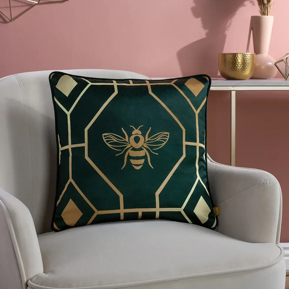 Thumbnail: Bee Deco Geometric Cushion Cover (French Blue)