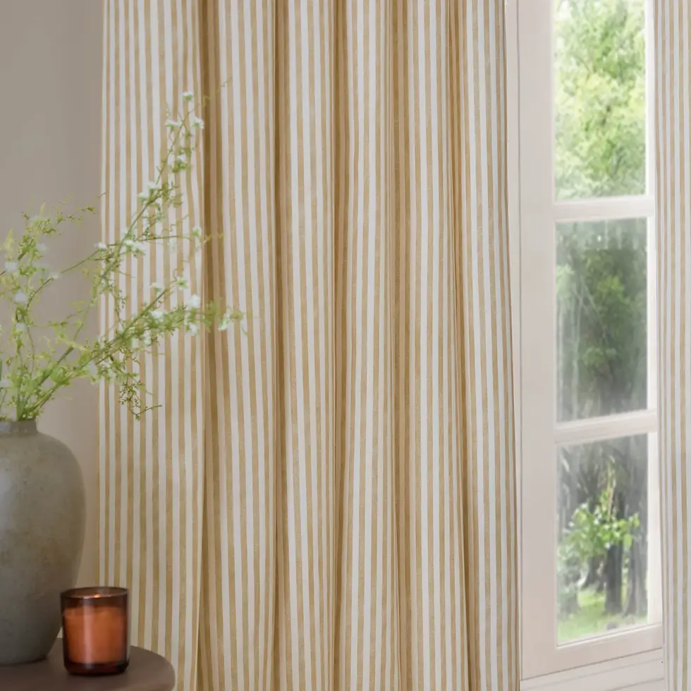 Thumbnail: Hebden 100% Cotton Blackout Eyelet Curtains (Honey Yellow)