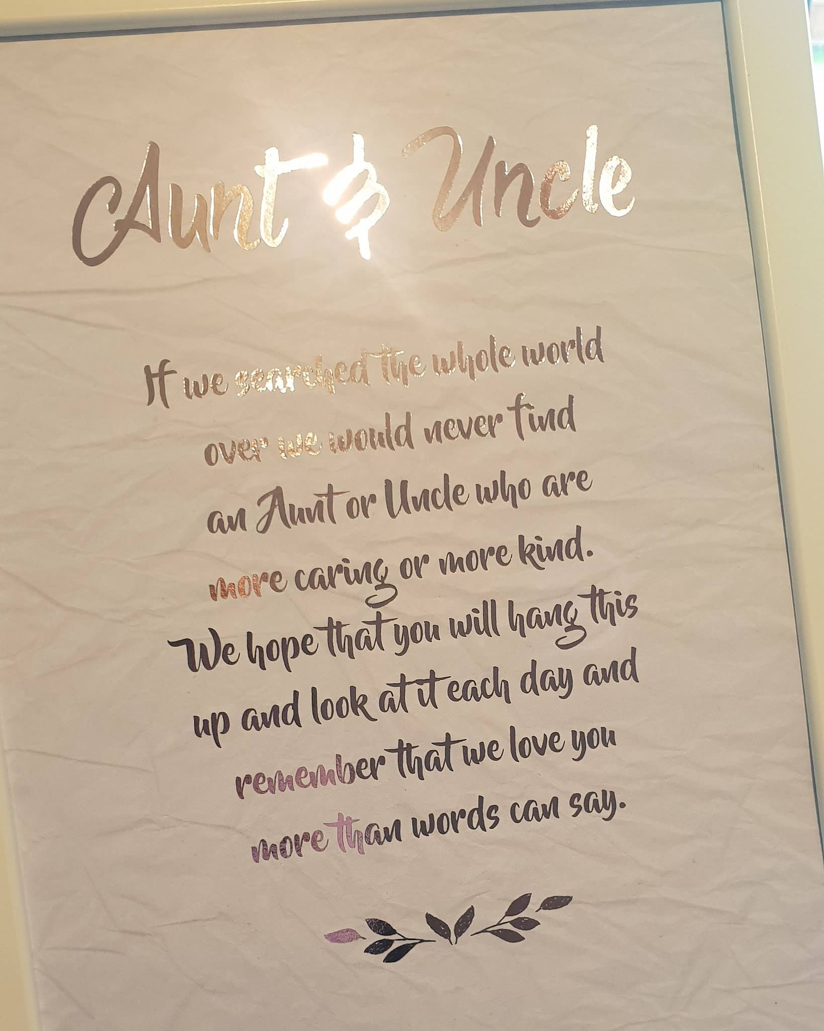 Aunt & Uncle quote foil print