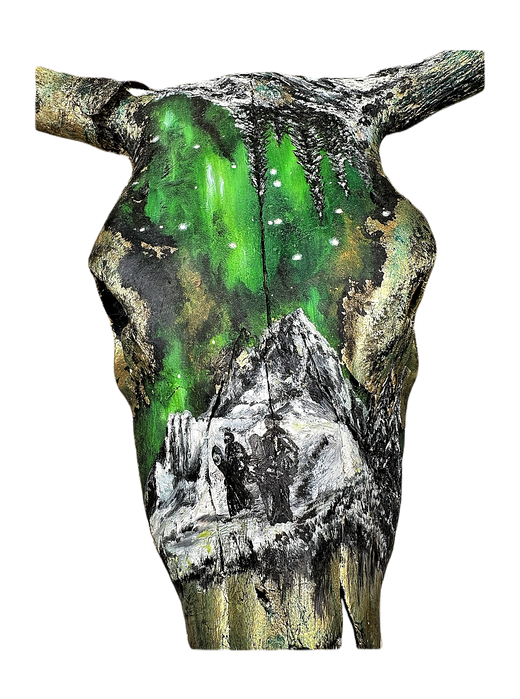 Image of Discernment with Oil and Acrylic on Cow Skull by Arnold Hegedus