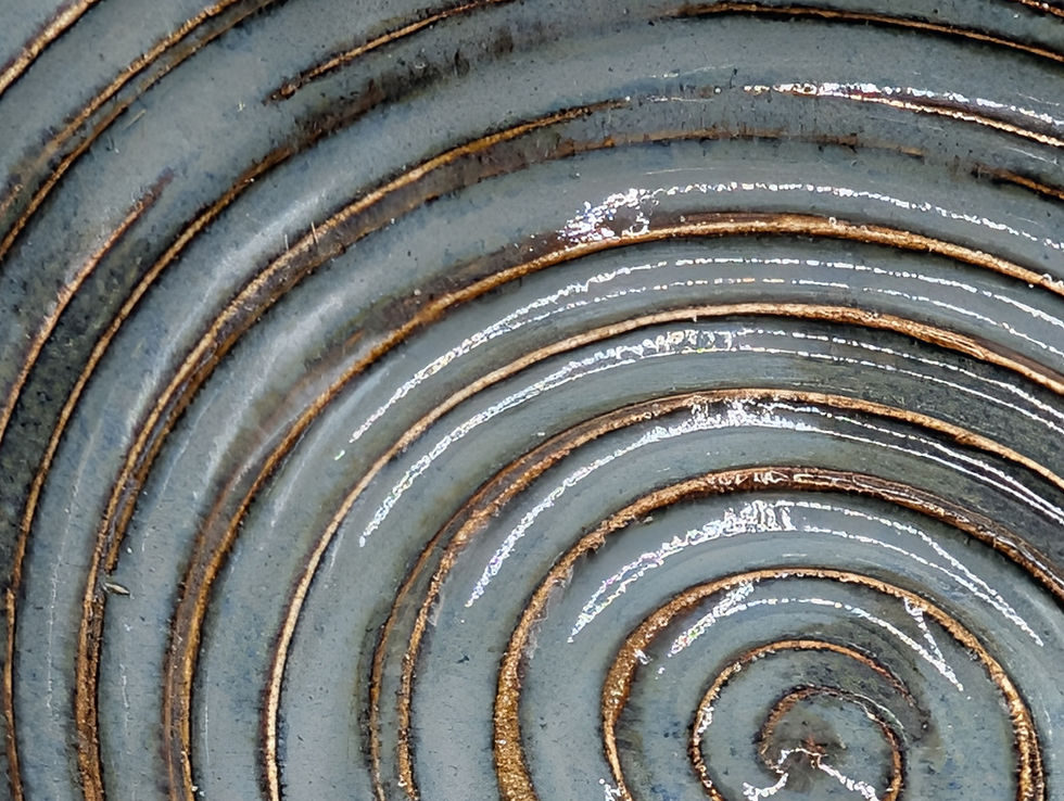 Thumbnail: Hand Thrown, Carved and Glazed Blue spiral small bowl