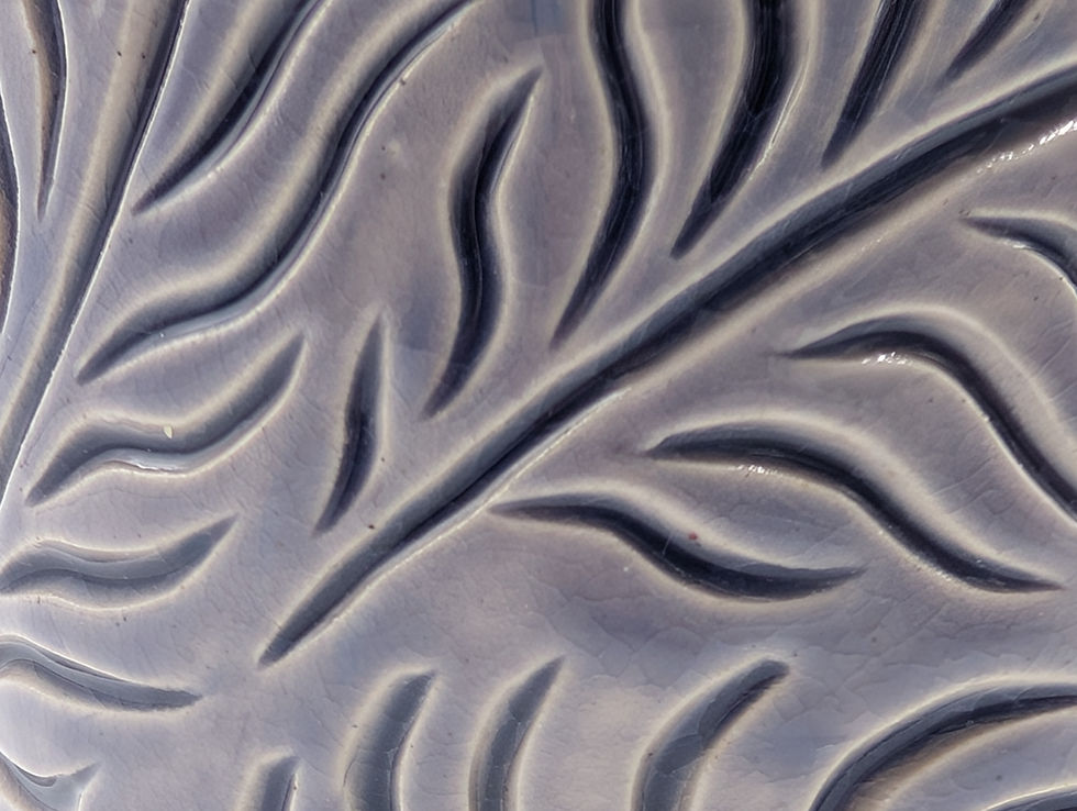 Thumbnail: Tall mug, Purple abstract palm design