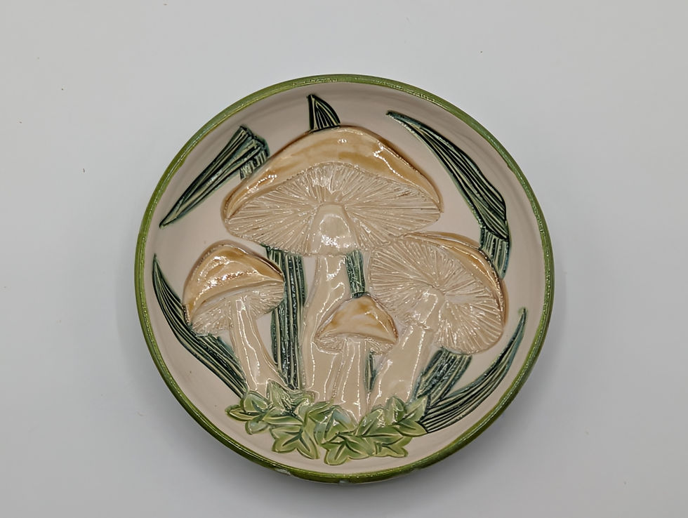 Thumbnail: Hand Thrown and Carved Mushroom design Bowl
