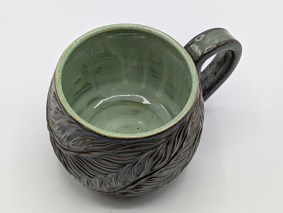 Thumbnail: Misty blue abstract palm design round mug