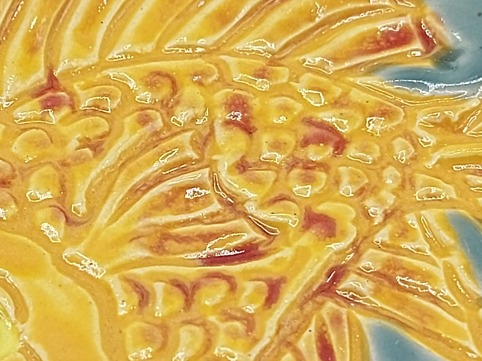 Thumbnail: Small bowl with a carved Goldfish, hand thrown pottery