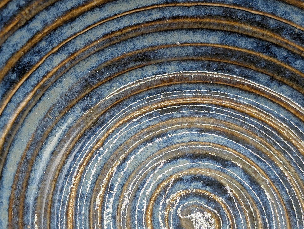 Thumbnail: Hand Thrown and Carved blue spiral design Bowl