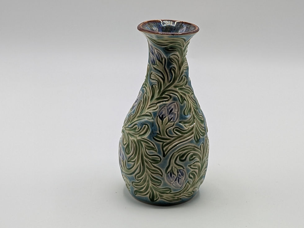 Thumbnail: Hand Thrown, Foliage and purple bud Vase