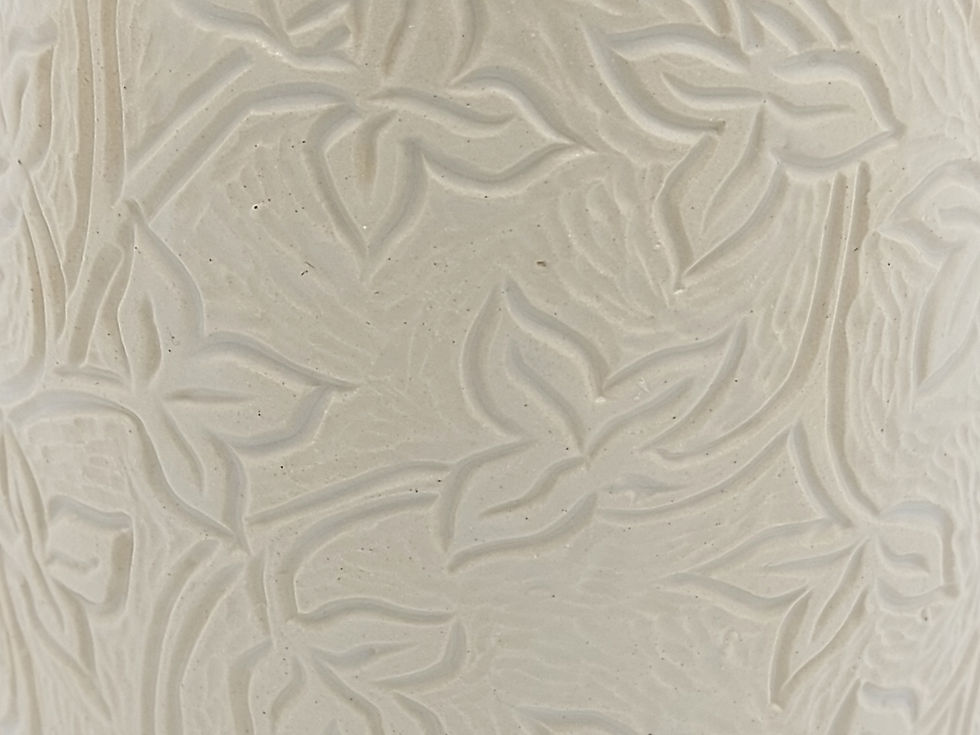 Thumbnail: Hand Thrown Pottery, Glazed and Carved Ivy Vine Vase