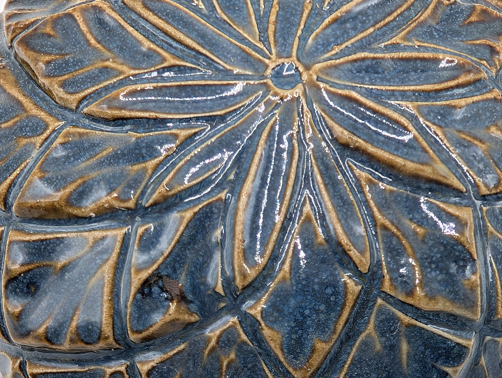 Thumbnail: Hand Thrown Pottery,  dark blue geometric pattern bauble