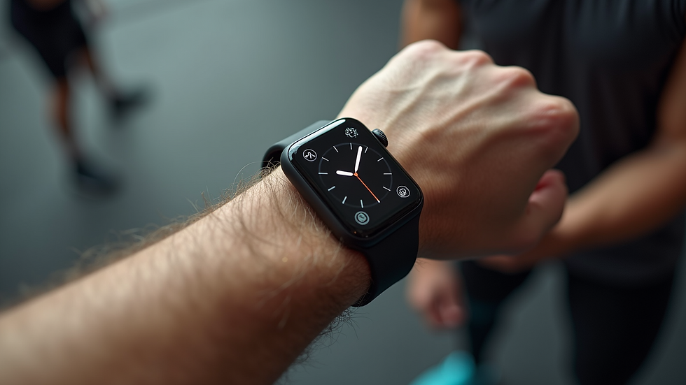 High angle view of an Apple Watch displaying a functional strength training workout