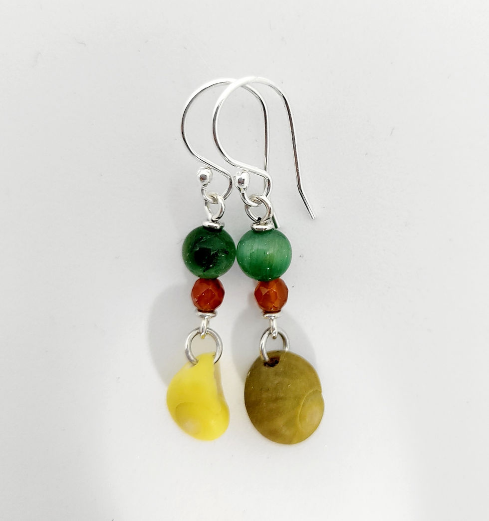 Miniature : Boucles d'oreilles coquillage et perles 