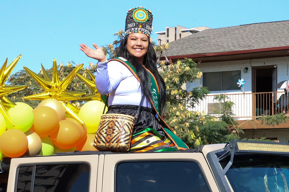 Delia Smith rides through the Tulsa Indigenous Peoples' Day Parade.
