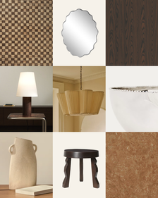 Various interior design elements, including decor and furniture pieces. interior design portfolio. Mood board by Katarina from Kachi Interiors - Contemporary interior designer London