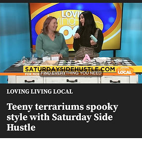 Two women on TV, "Loving Living Local" with "Saturday Side Hustle" segment.