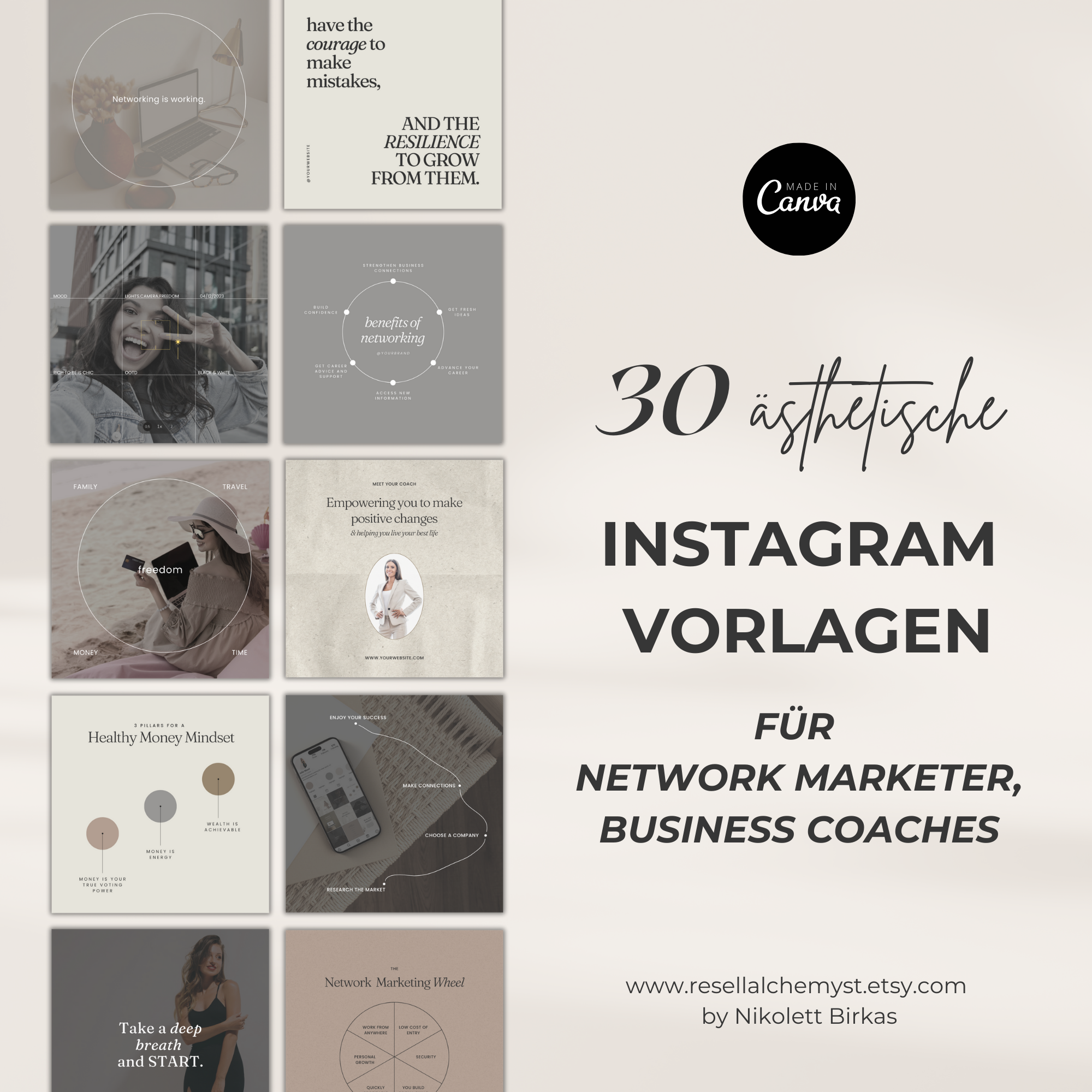 30 INSTAGRAM Vorlagen für Network Marketers, Business Coaches