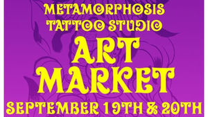Seeking Vendors promotional flier for the 2026 metamorphosis tattoo studio and art gallery art market