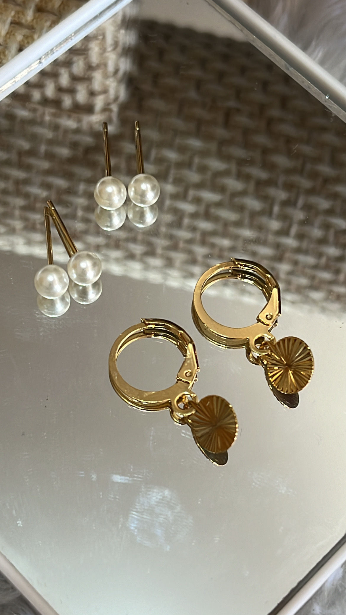 Trio de Brincos Argola com pérolas