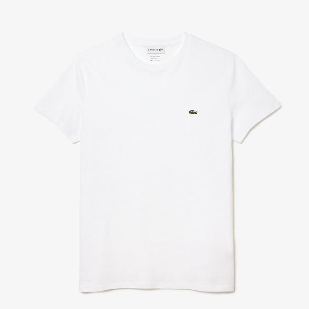 LACOSTE Mens Pima Cotton Jersey T-shirt White