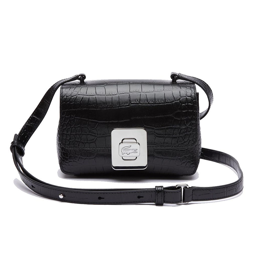 LACOSTE Womens Amelia Metal Clasp Leather Bag Black