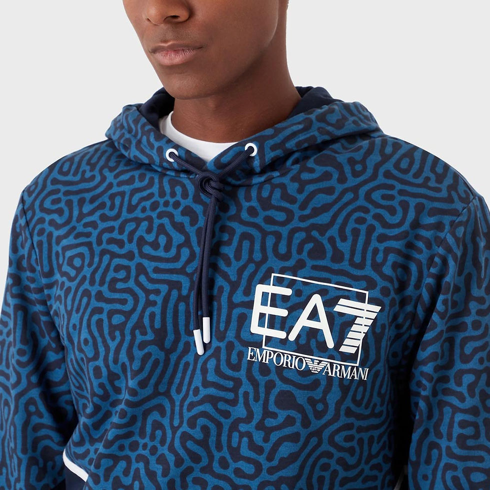 Thumbnail: EA7 EMPORIO ARMANI Mens Cotton Visibility Hoodie Blue