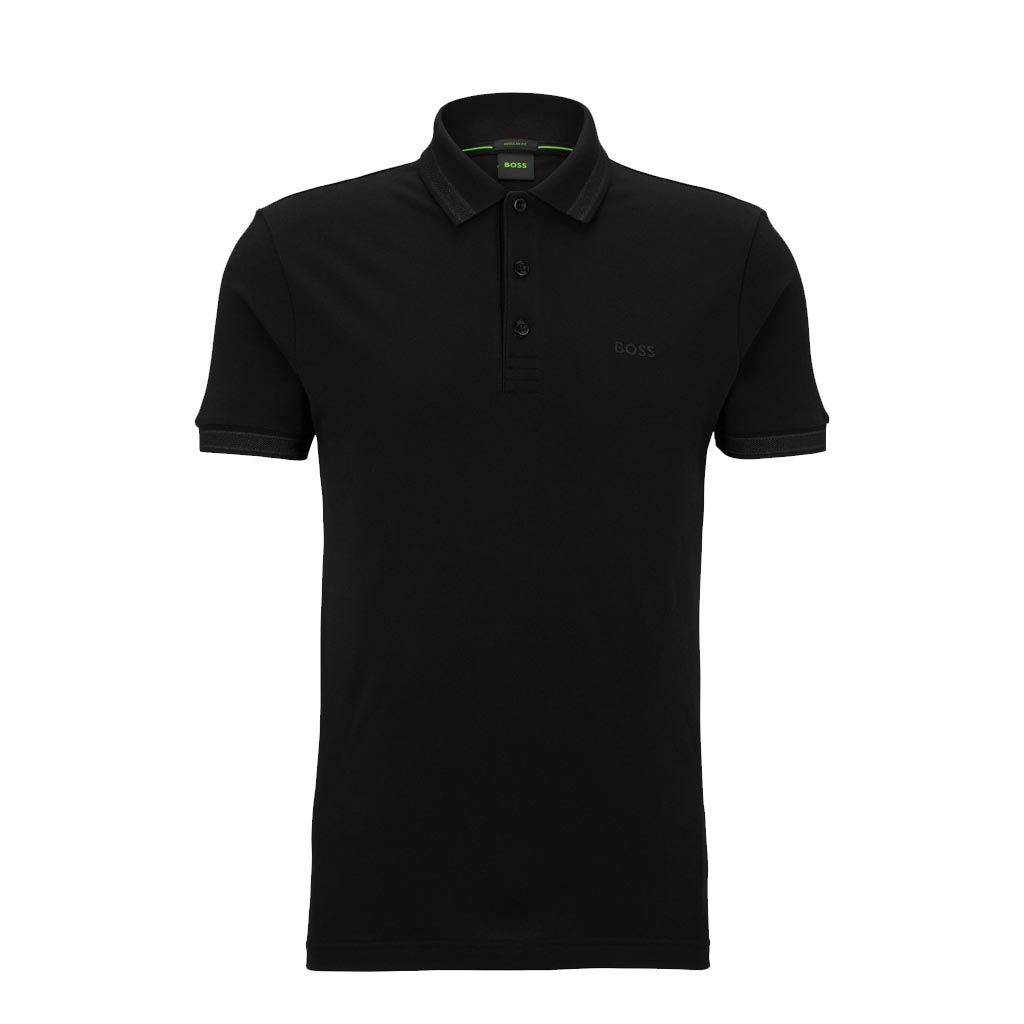 HUGO BOSS Mens Organic Cotton Polo Black