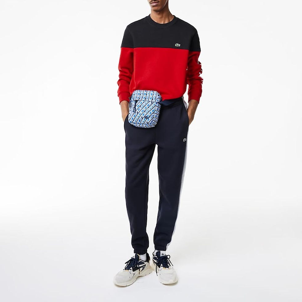 Thumbnail: LACOSTE Mens Colourblock Branded Sweatshirt Navy Blue/Red