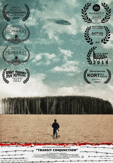 Film poster for the short film Transit Conjunction with festival laurels award winner winning Foton4 2017 