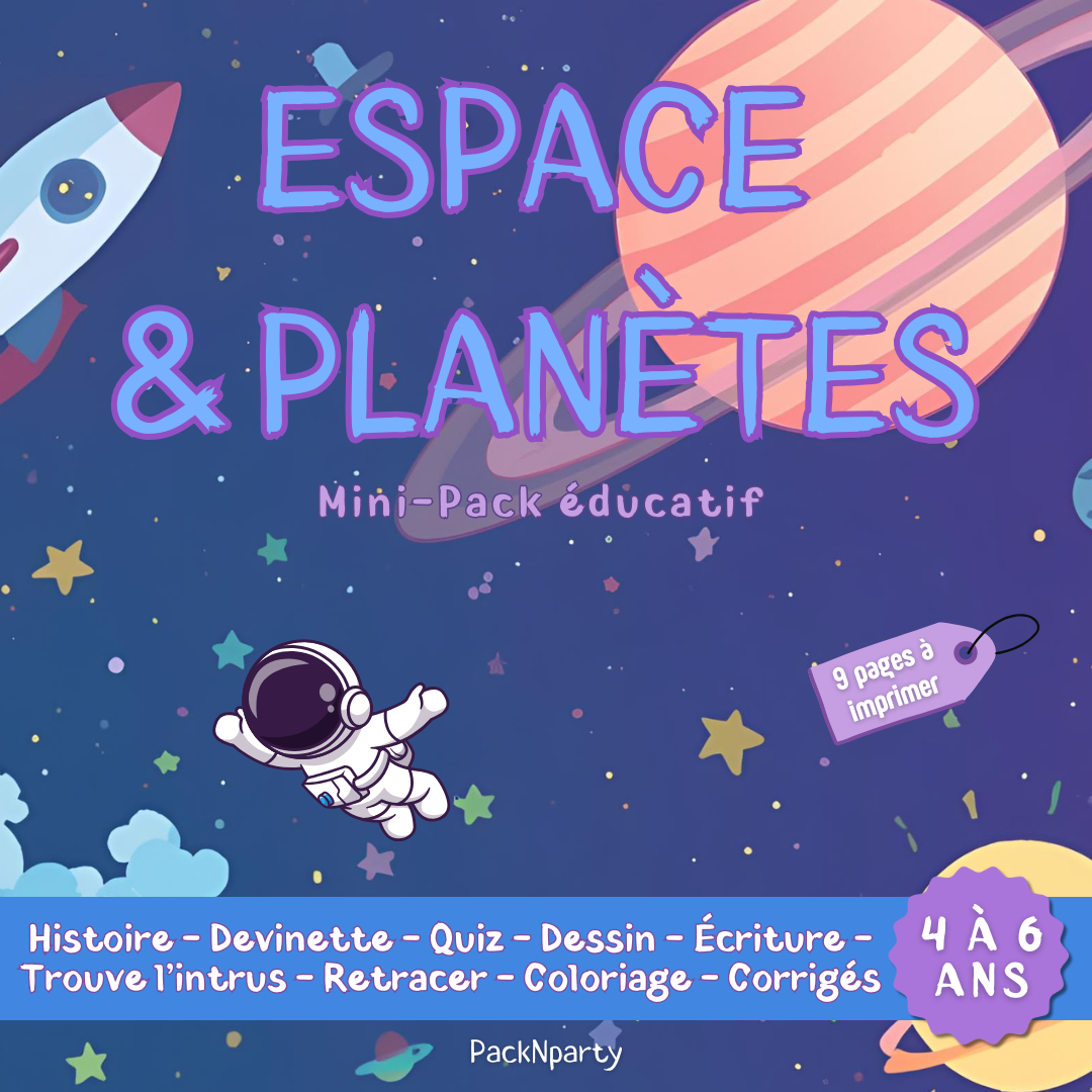 Activités Espace à Imprimer pour Enfant (4-6 ans) - Mini-pack Éducatif