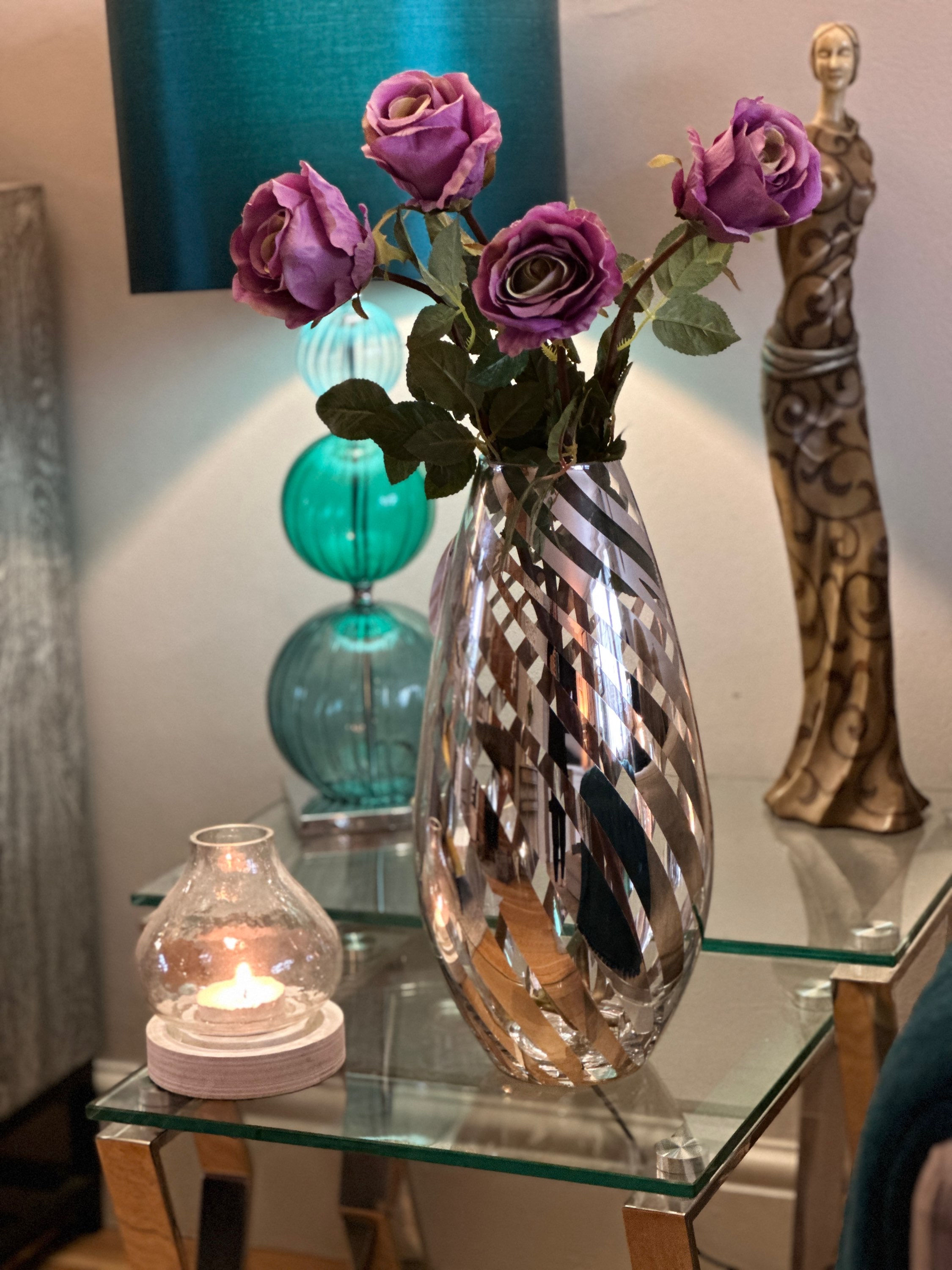 Silver Glass Barrel Vase