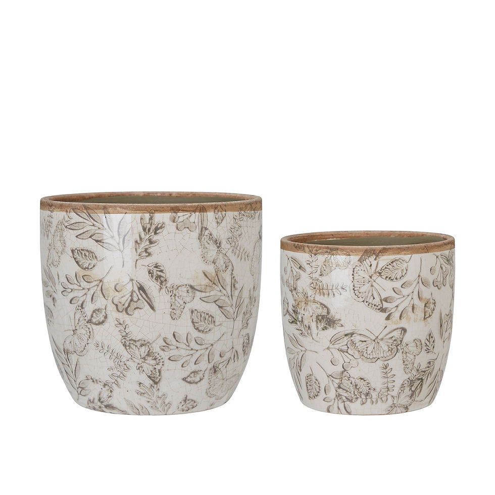 Thumbnail: Set of 2 Melinda Beige Stoneware Planters