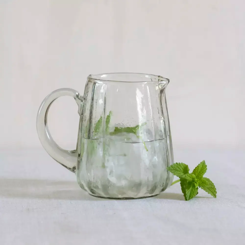 Small Ribbed Glass Jug