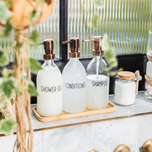 Refillable Bathroom Bottles with Brass Pump The Wisteria Tree