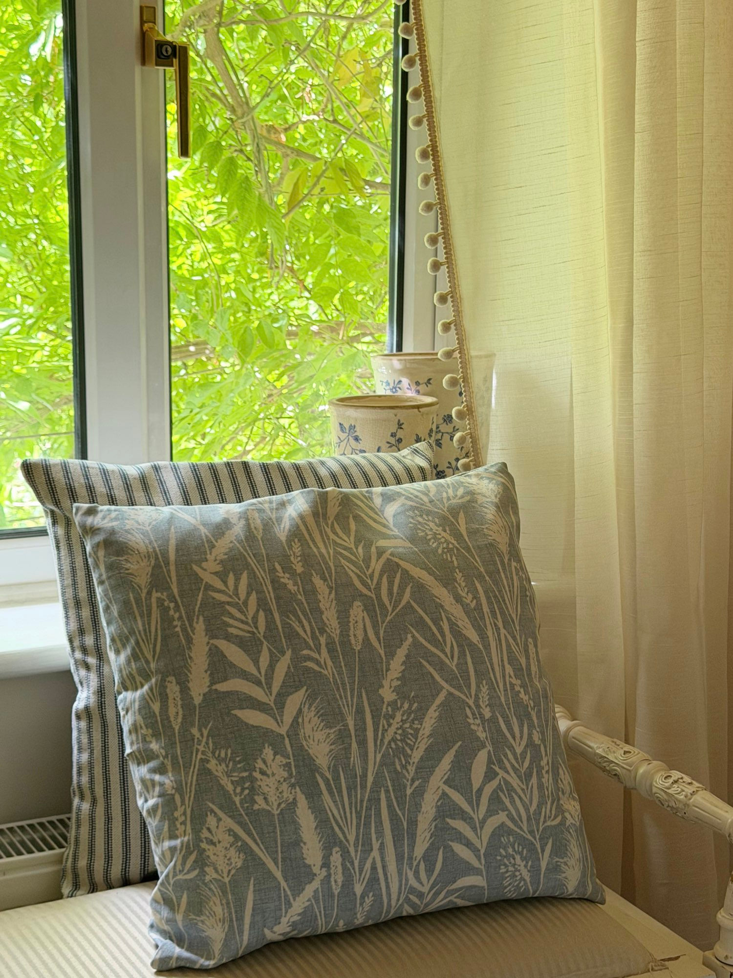 Wargrave Wild Flower Pale Blue Cushion