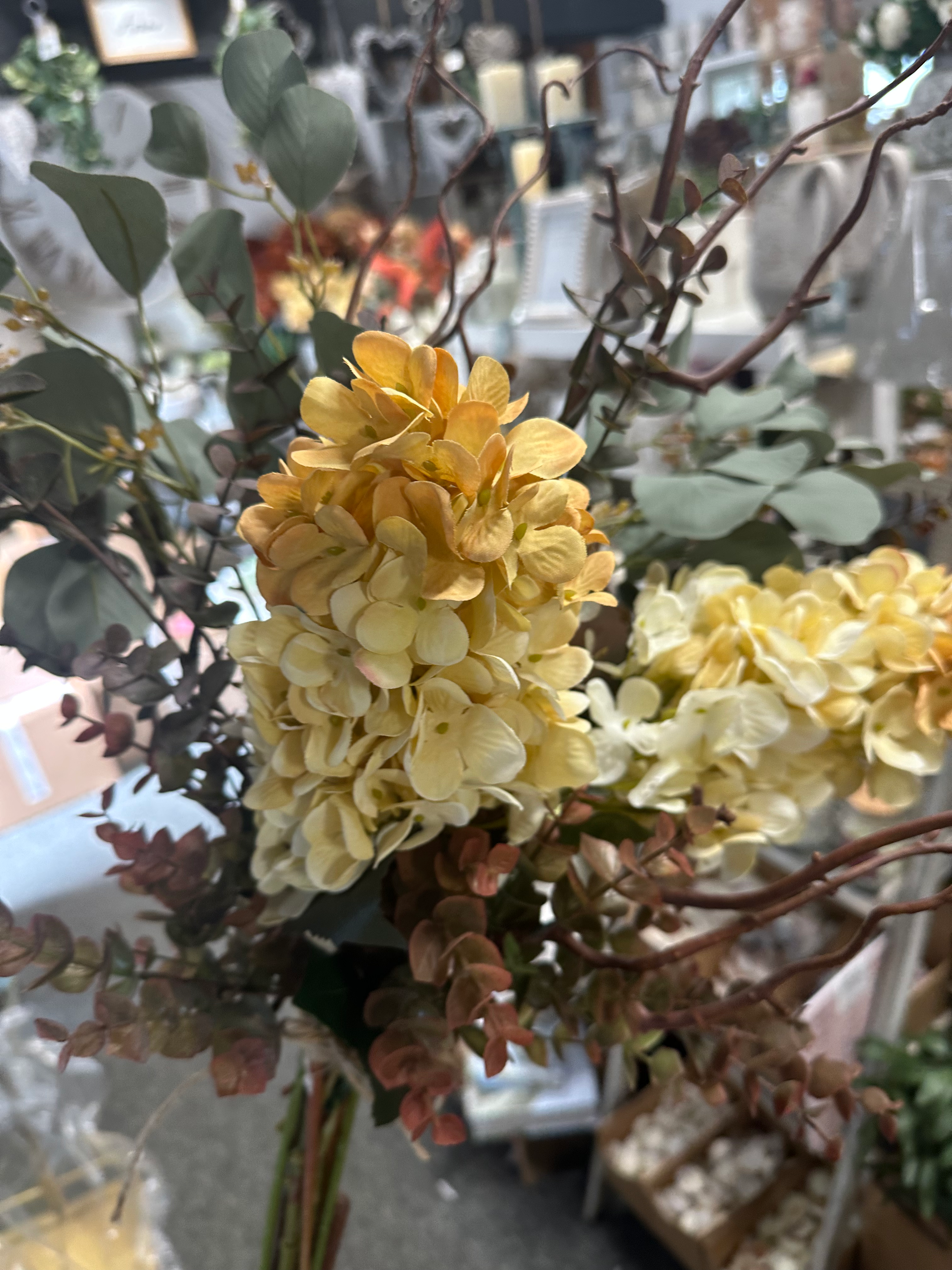 Faux Cream Hydrangea Stem