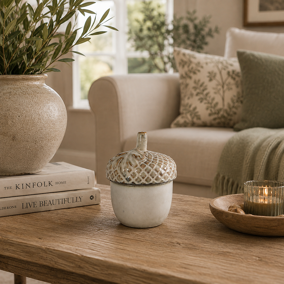 Autumn Acorn Ceramic Lidded Candle Pot