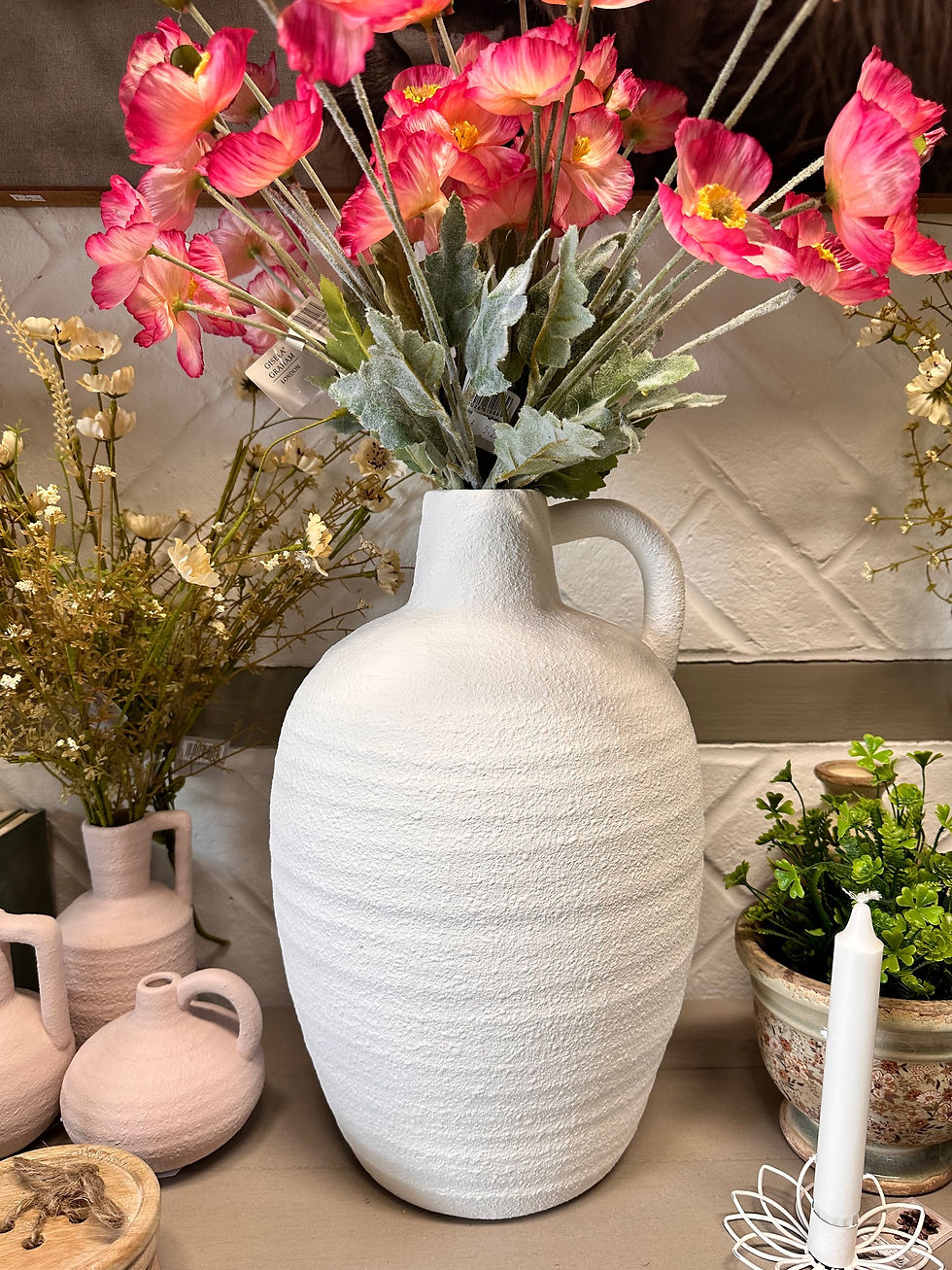 Olivia Matt White Vase with Handle