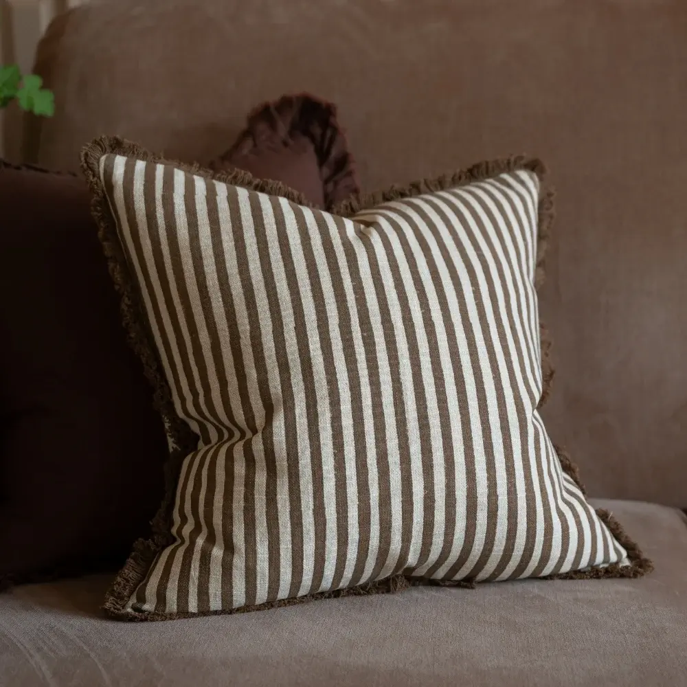 Sienna Brown Stripe Cushion