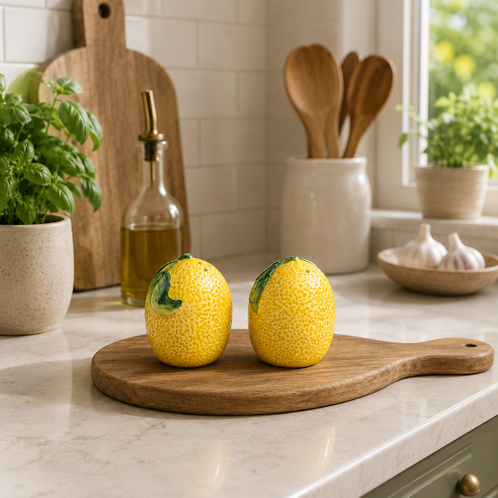 Mediterranean Lemon Salt and Pepper Shakers.