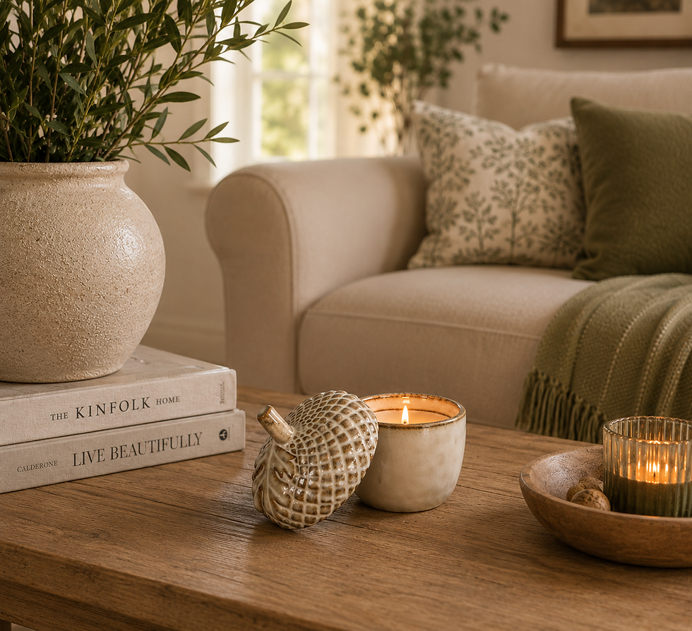 Autumn Acorn Ceramic Lidded Candle Pot