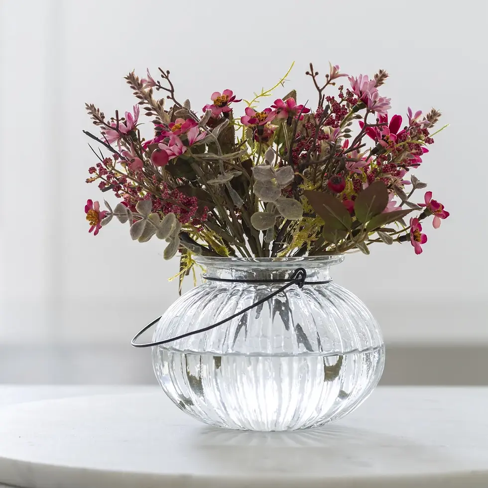 Ribbed Hanging Glass Lantern