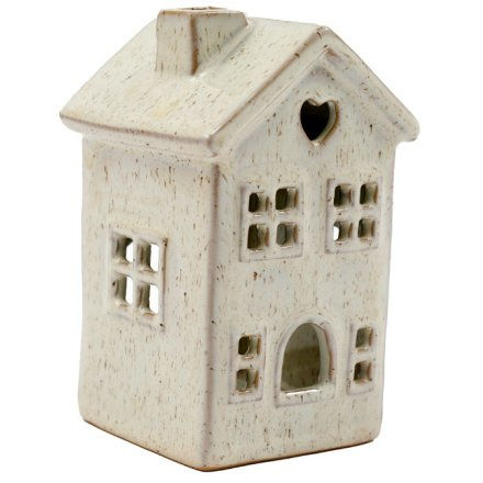Rustic Cream LED house with heart cutout