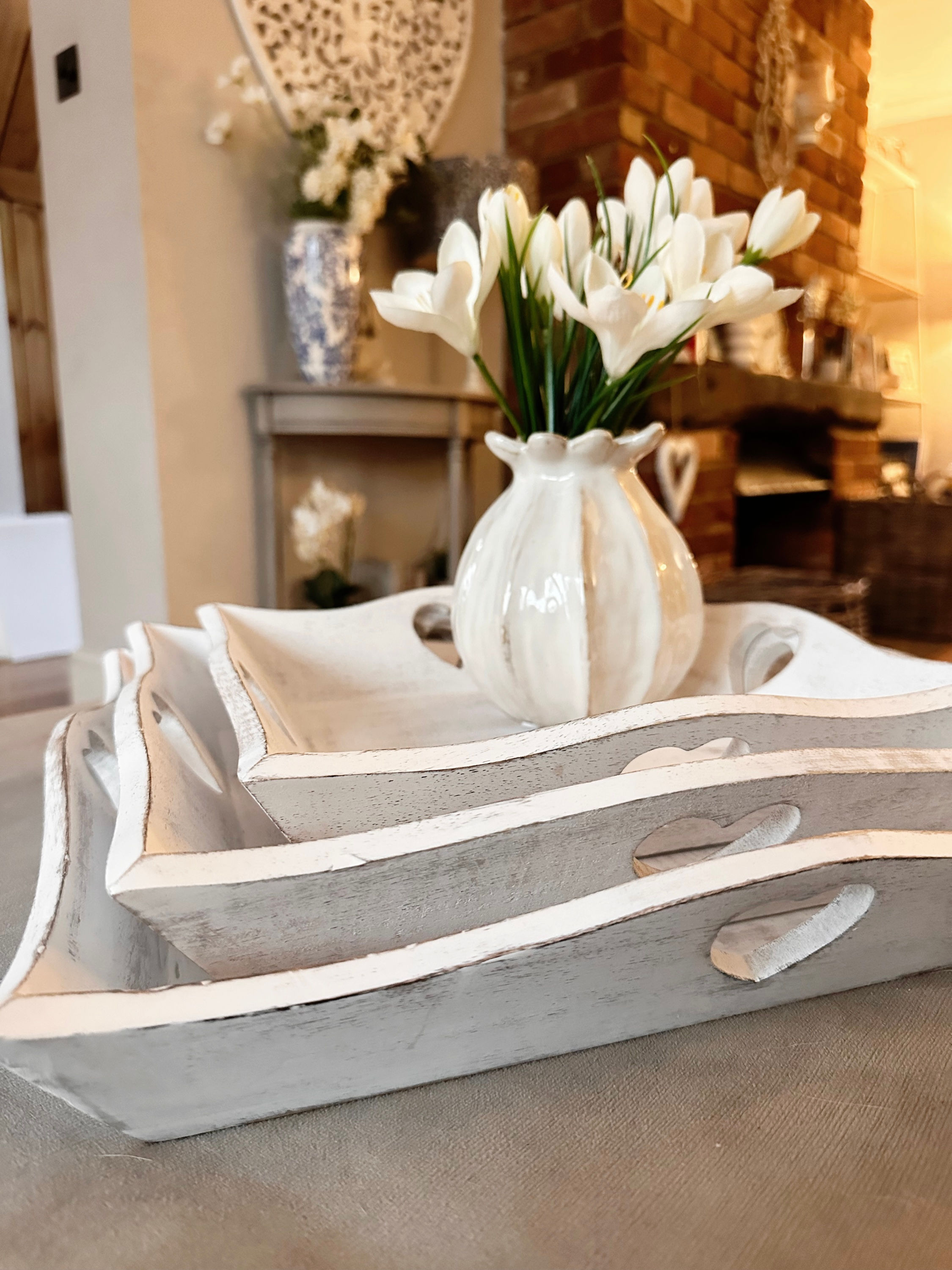 Square Heart Wooden Trays