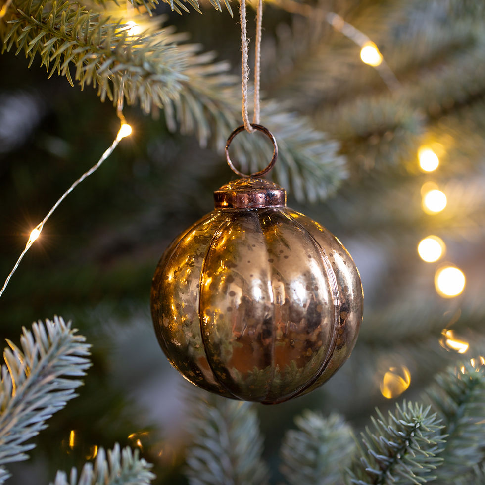Large Pumpkin Antique Gold Christmas Bauble