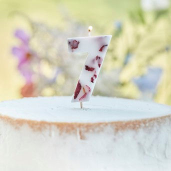 Thumbnail: Pressed Petal Numbers Birthday Cake Candle