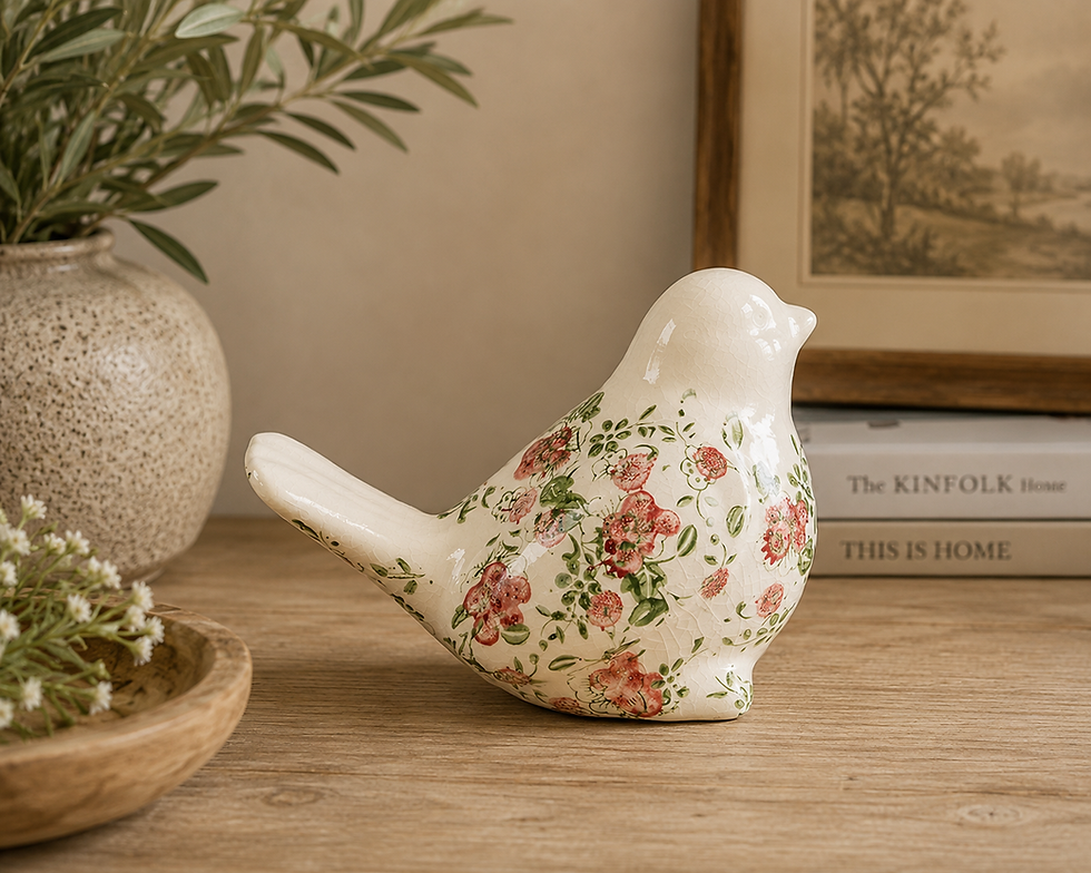 Floral Ceramic Bird Ornament