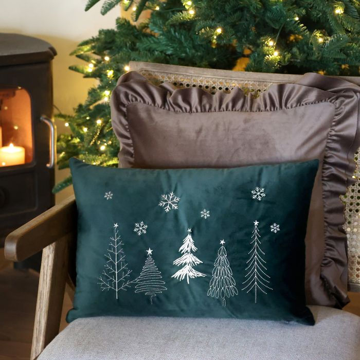 Moss Green Velvet Christmas Tree Cushion