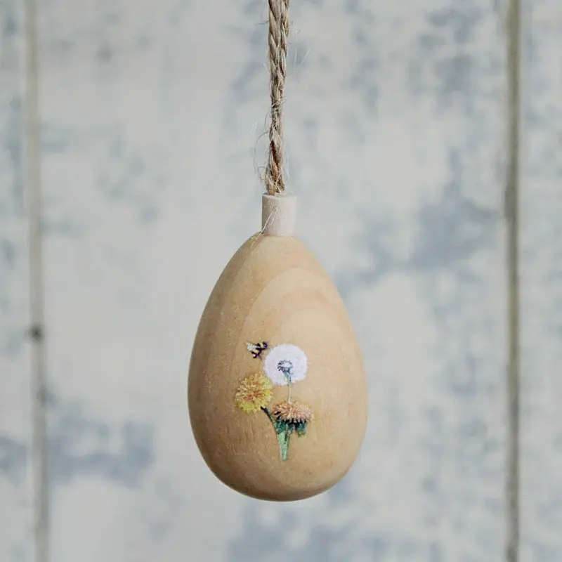 Thumbnail: Hanging Wooden Egg Decorations- Dandelion & Bee