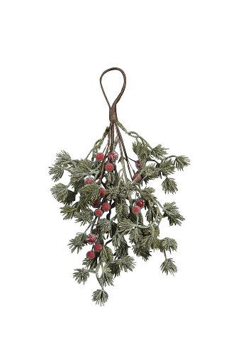 Frosted Pine and Red Berry Christmas Door Swag