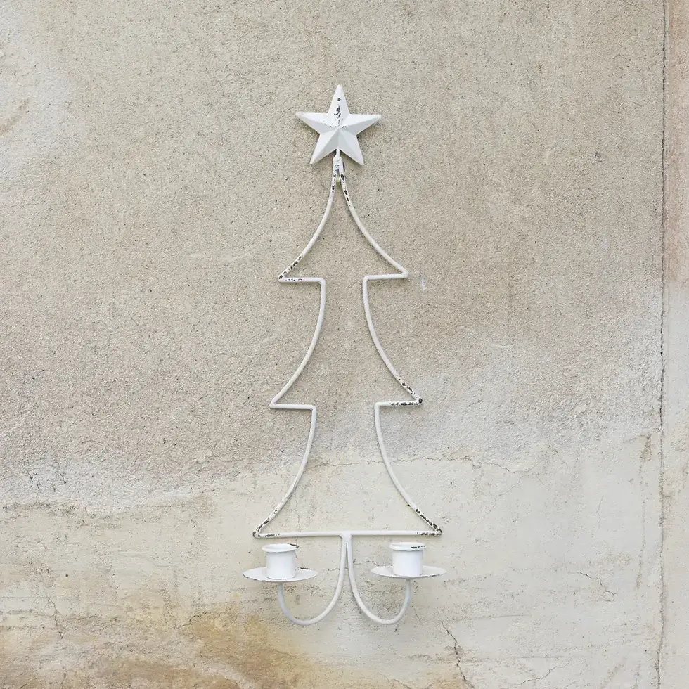 Antique White Christmas Tree Candle Holder
