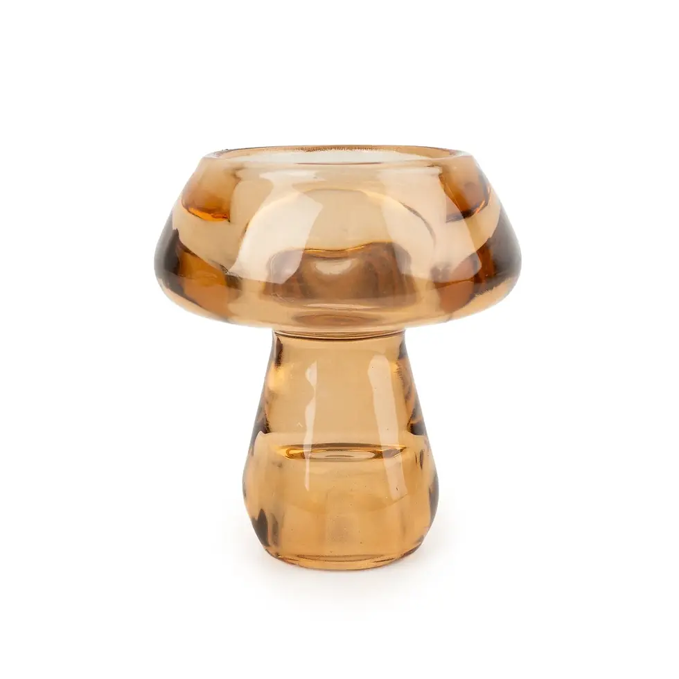 Thumbnail: amber glass Mushroom Tealight Holder in 2 sizes